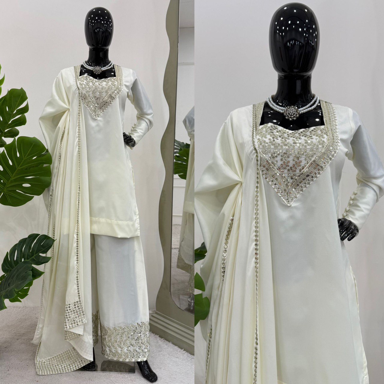 Beautiful Chinon Silk Thread With Sequnce Work Dress