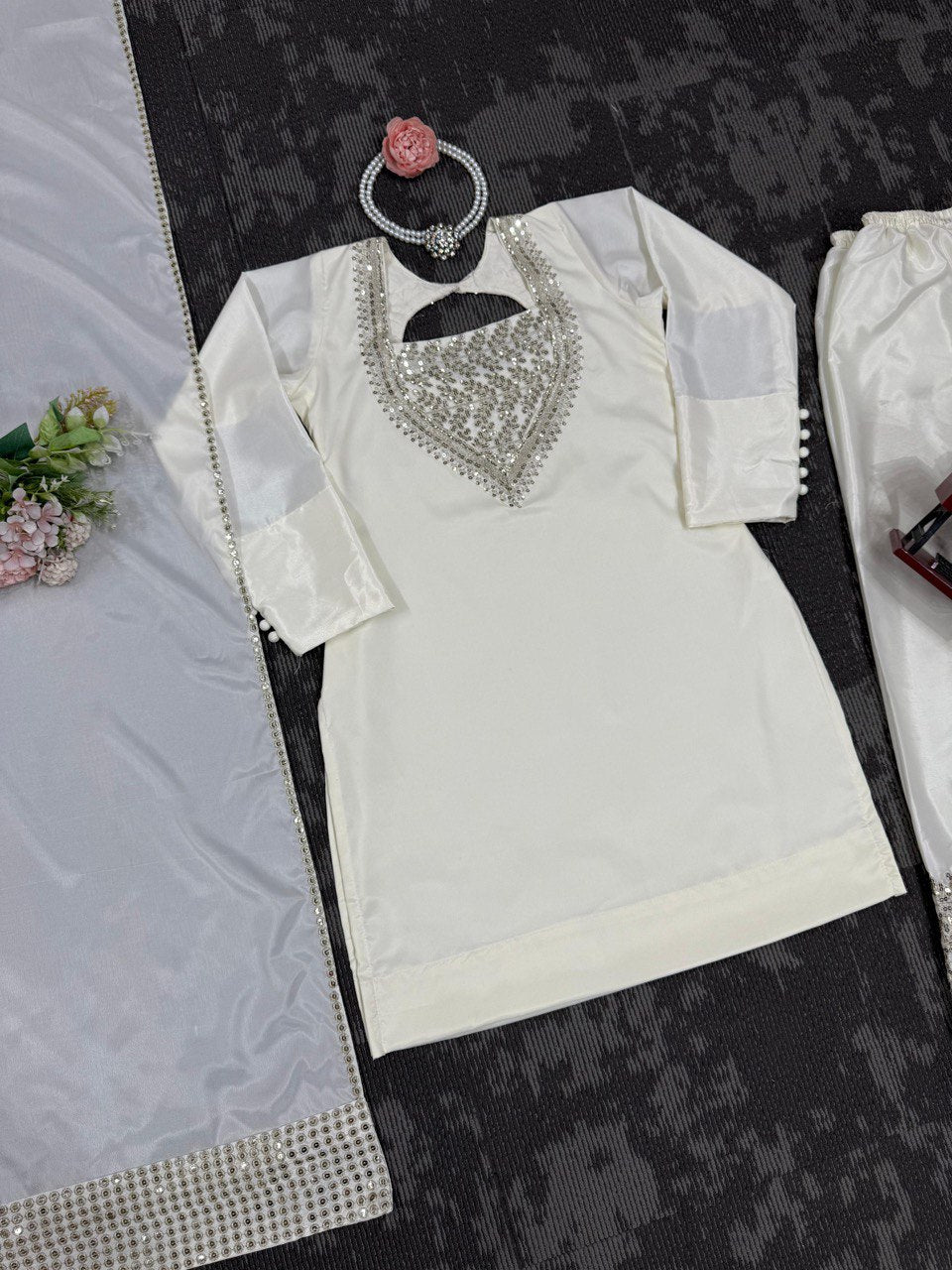 Beautiful Chinon Silk Thread With Sequnce Work Dress