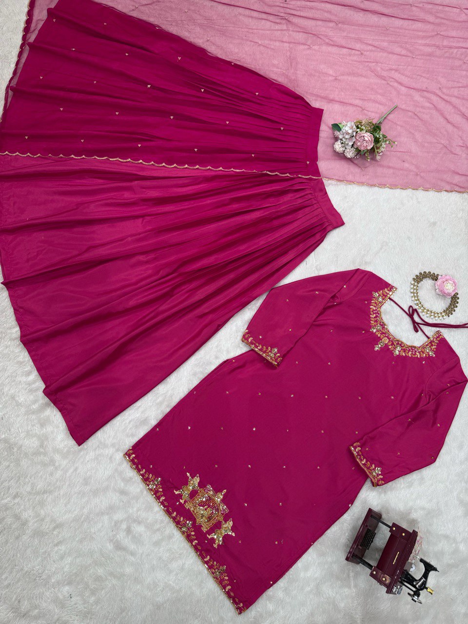 New Designer Wedding Top Lehenga & Dupatta Set 2 Colours
