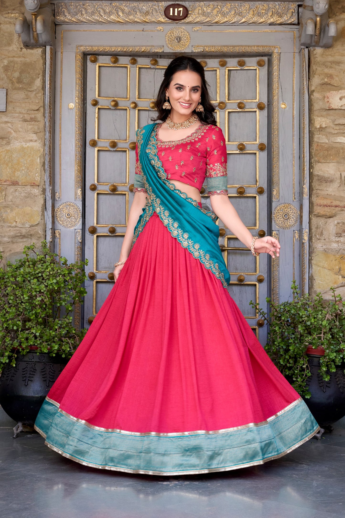 Vichitra Silk Zari Weaving Lehenga Choli