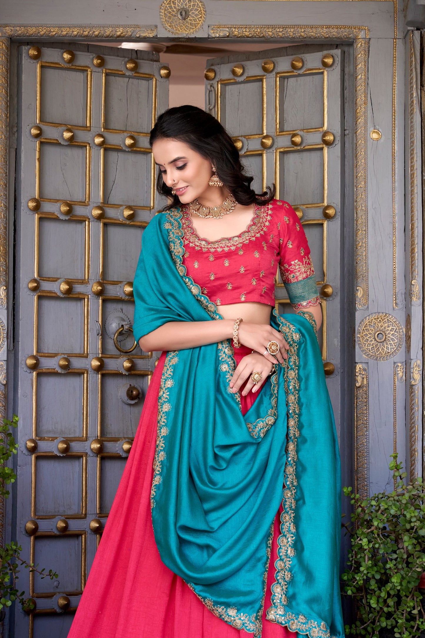 Vichitra Silk Zari Weaving Lehenga Choli