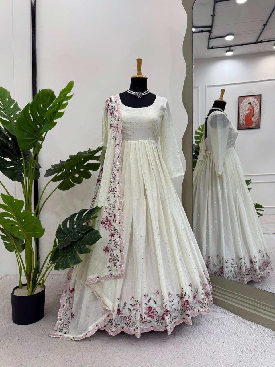 Chinon Silk Thread With Sequnce Wedding Wear Dress