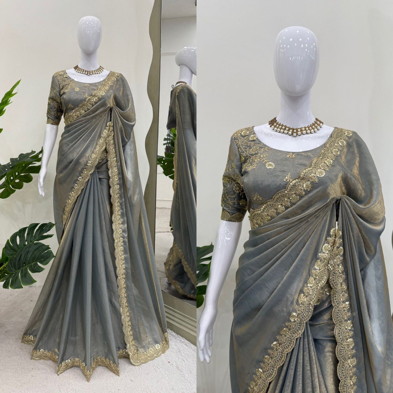 Heavy Codding Wih Sequence Work Fendy Silk Party Wear Saree