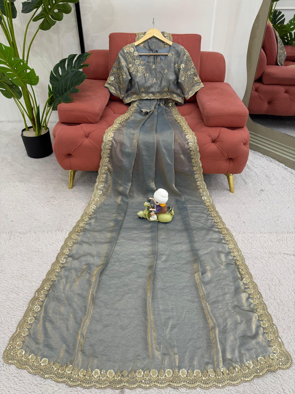 Heavy Codding Wih Sequence Work Fendy Silk Party Wear Saree