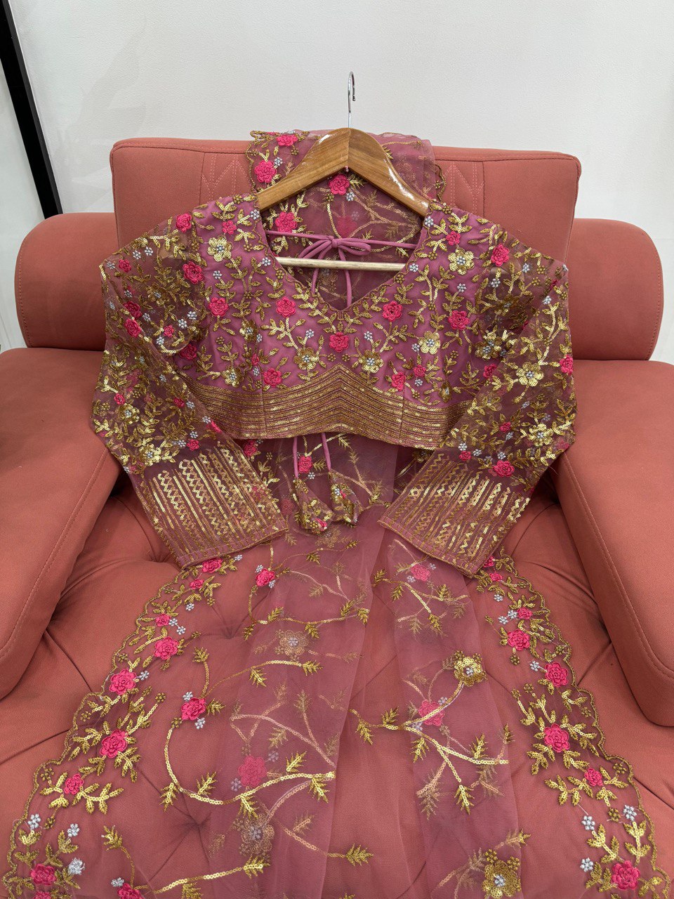 Designer Soft Net Thred With Sequnce Work Saree