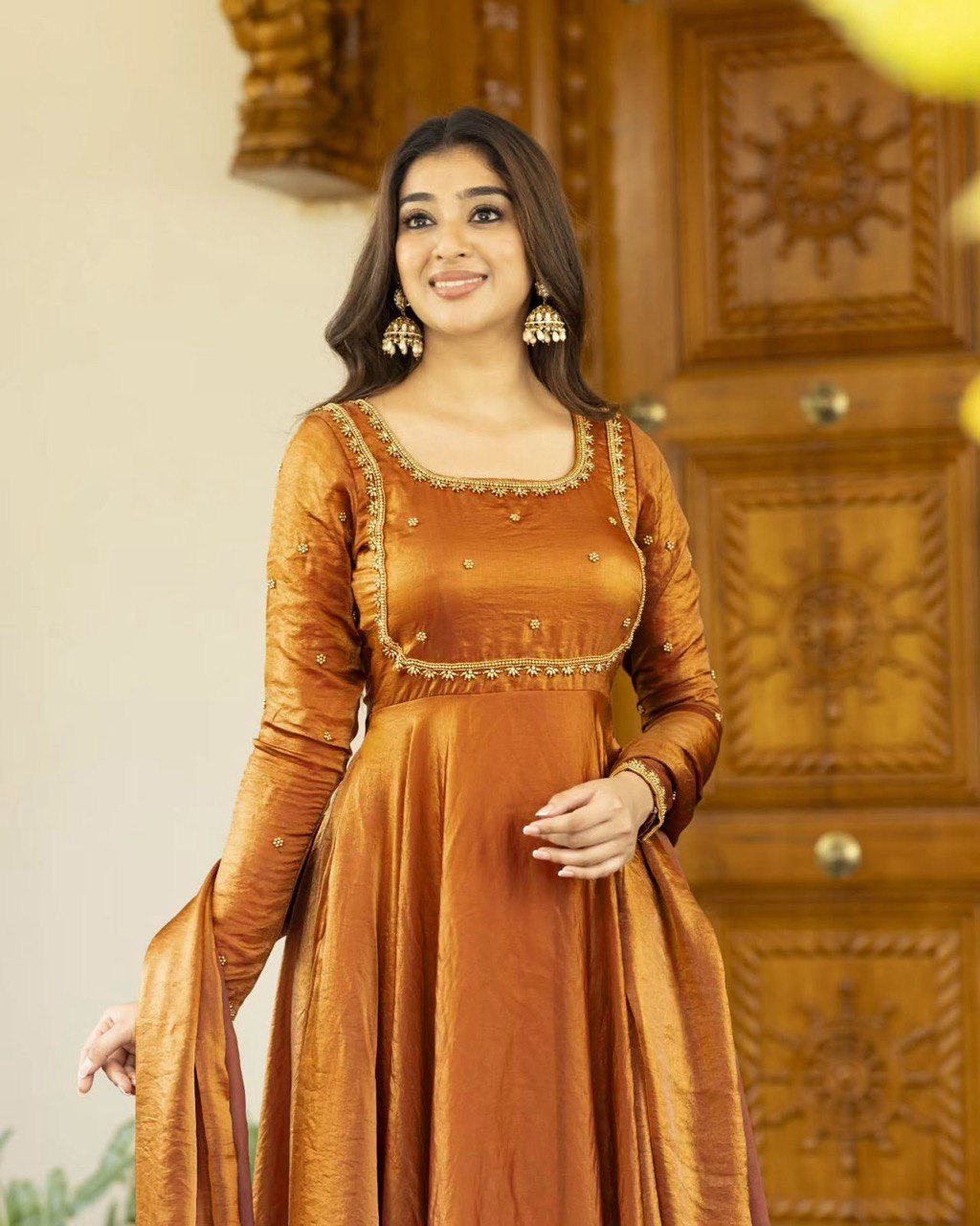 New Arrival Fendi Silk Thread & Sequence Work Gown Bottom With Dupatta
