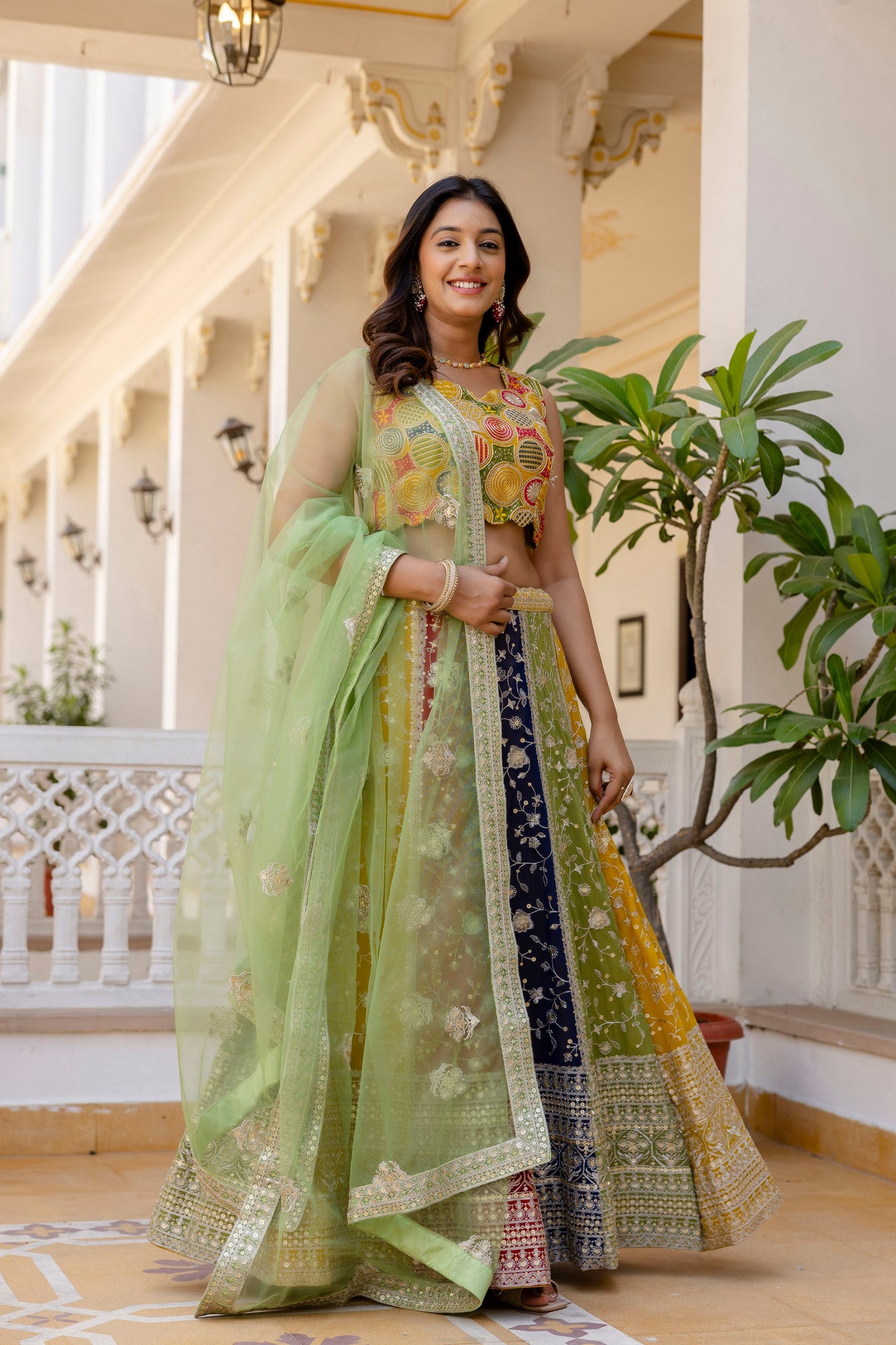 New Designer Faux Georgette Multi Colour Lehenga Choli