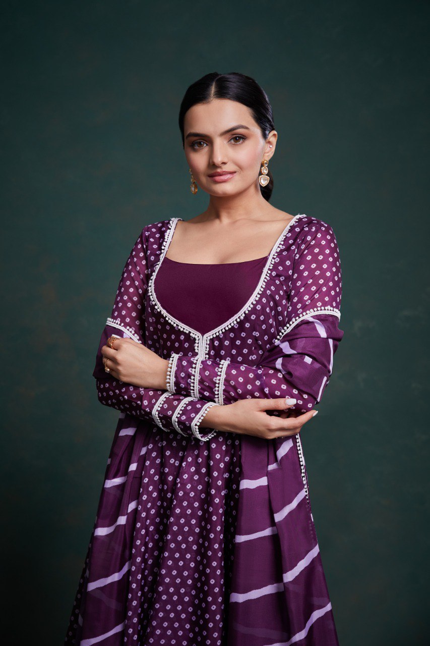 Wine Colour Desiner Anarkali Gown With Fancy Duppata
