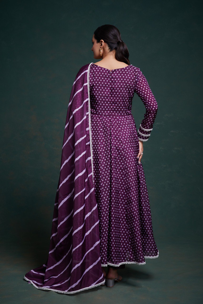 Wine Colour Desiner Anarkali Gown With Fancy Duppata