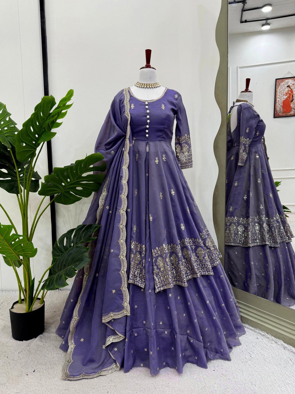 Designer Simmer Silk Mastani Wedding Wear Suit