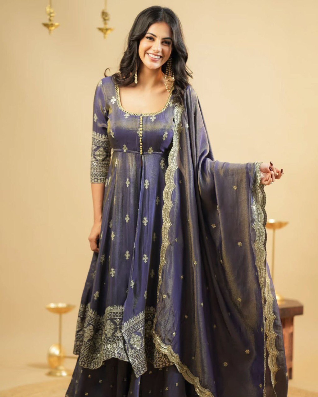 Designer Simmer Silk Mastani Wedding Wear Suit