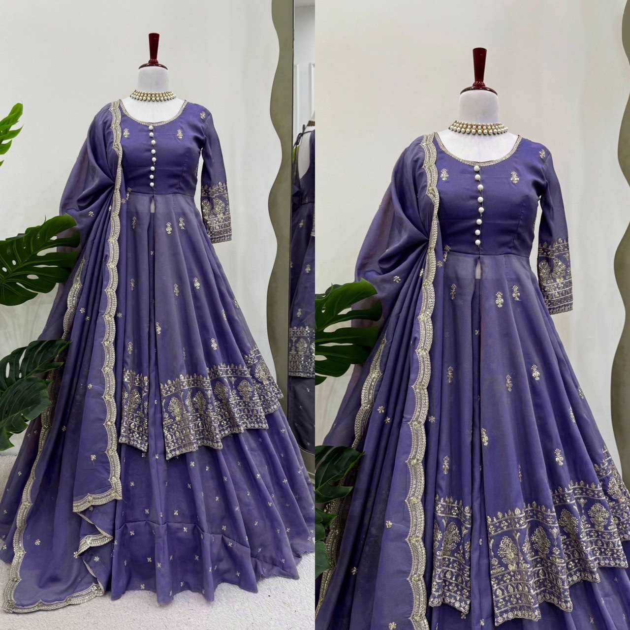 Designer Simmer Silk Mastani Wedding Wear Suit