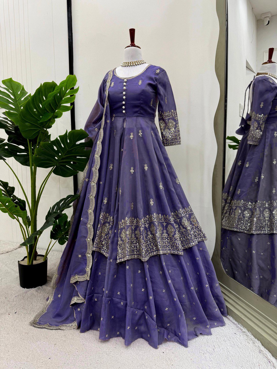 Designer Simmer Silk Mastani Wedding Wear Suit