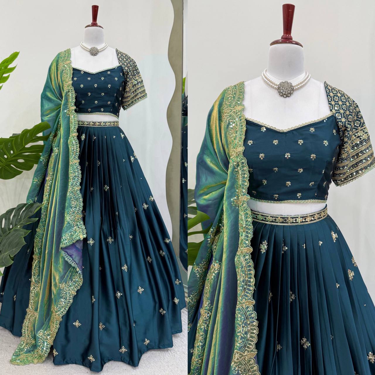 Teal Blue Colour Designer Wedding Wear Lehenga Choli