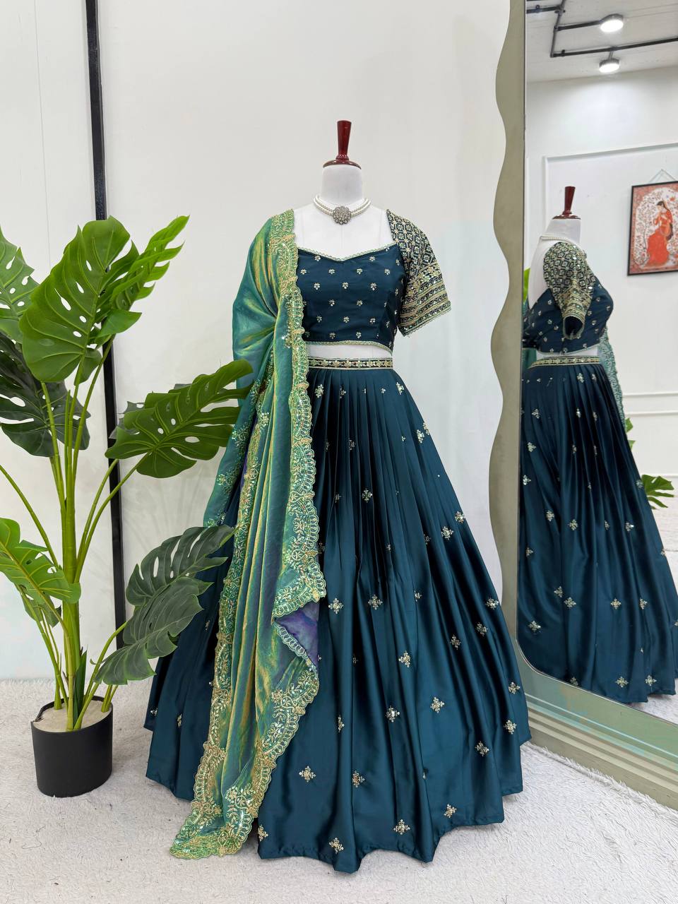 Teal Blue Colour Designer Wedding Wear Lehenga Choli