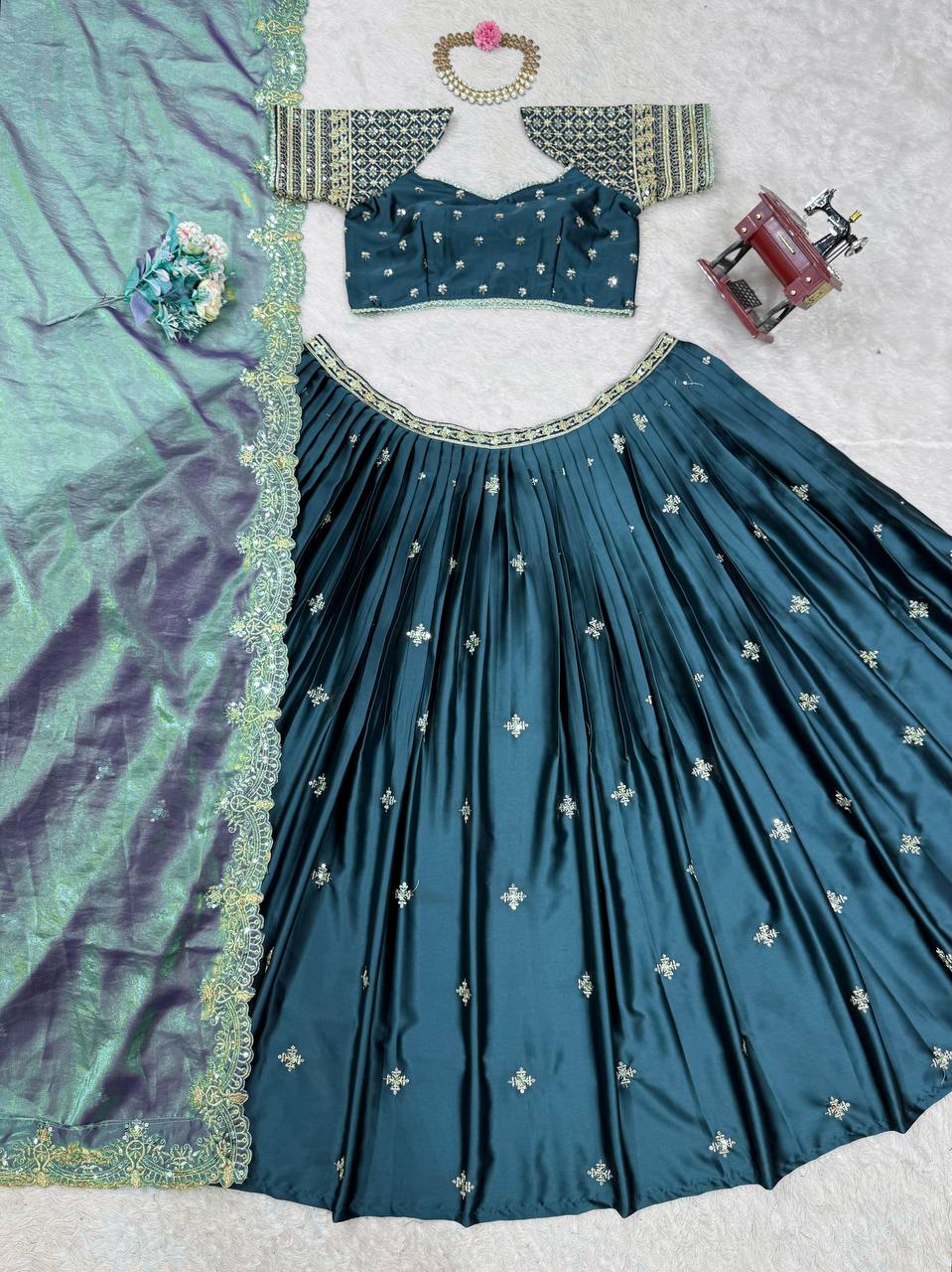 Teal Blue Colour Designer Wedding Wear Lehenga Choli