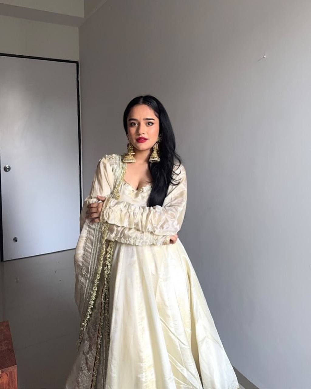 Chinon Silk Heavy Embroidary Worked Treditional Gown