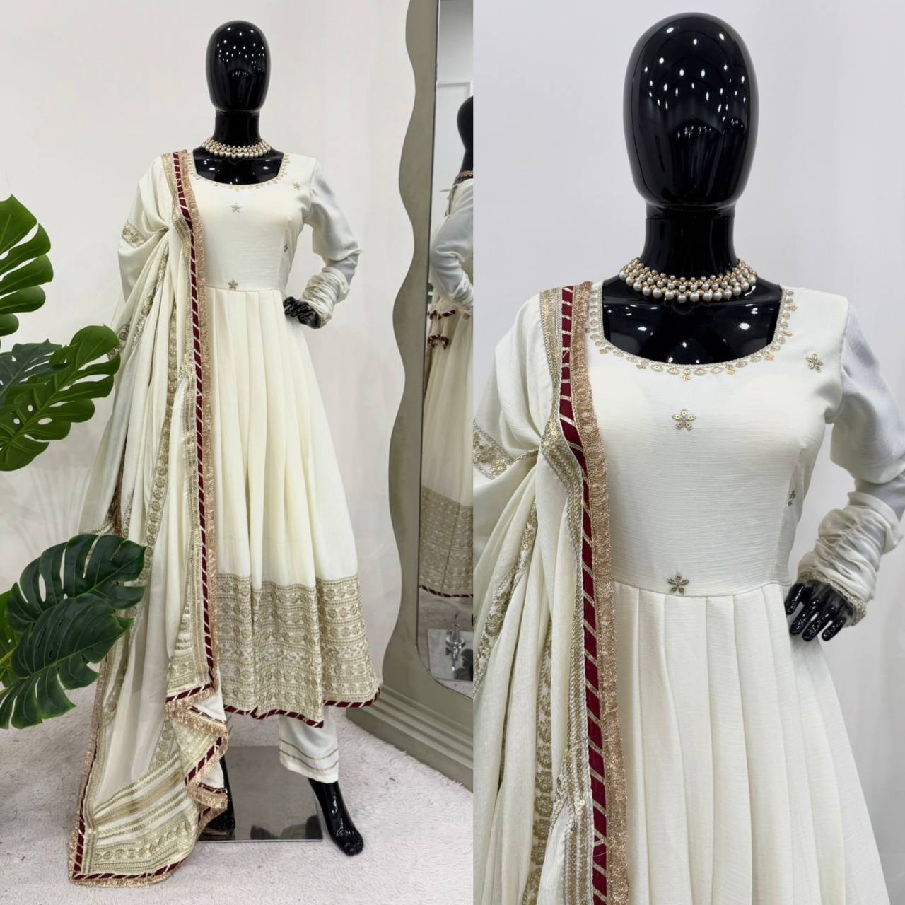 Chinon Silk Heavy Embroidary Worked Treditional Gown