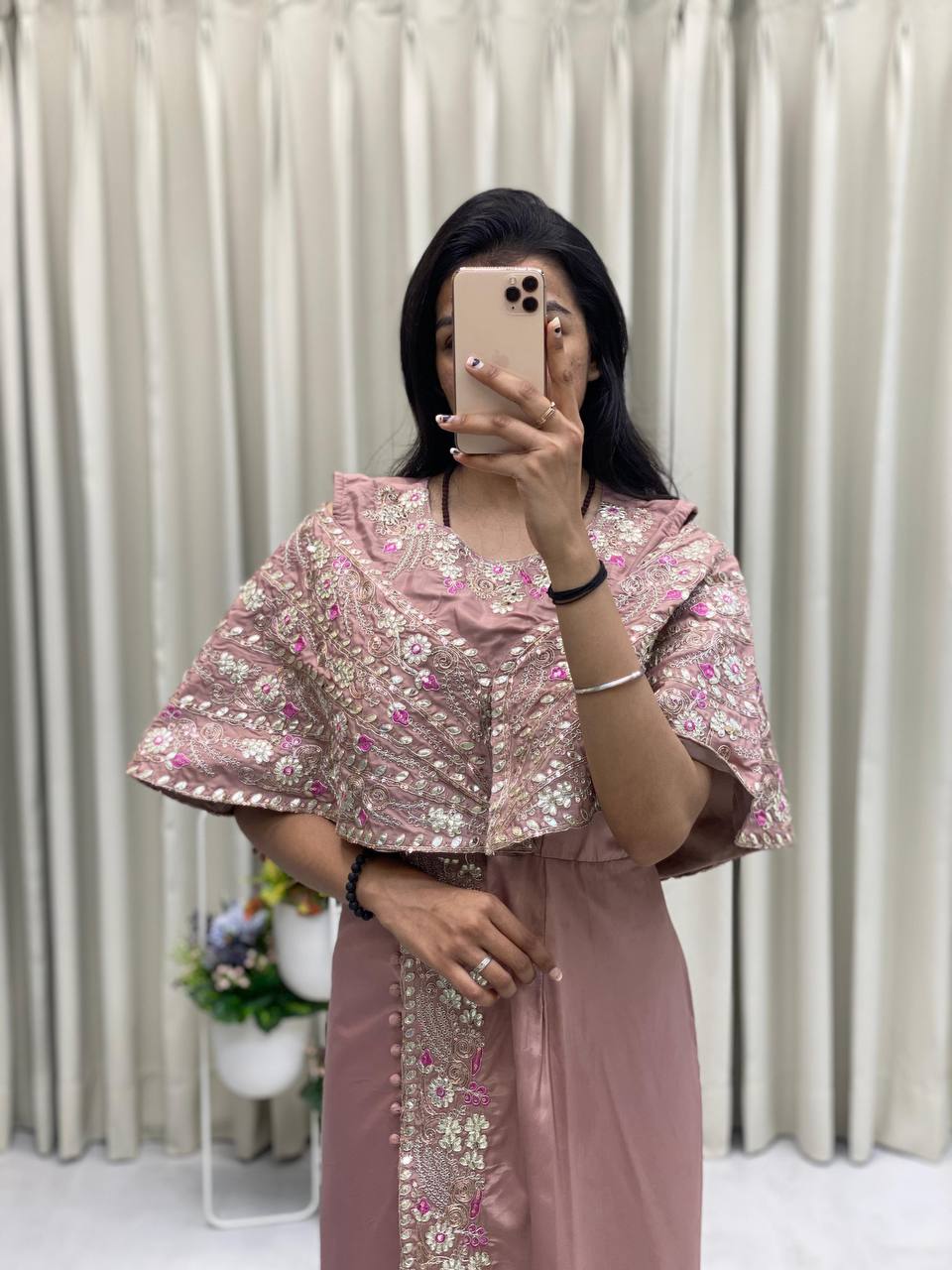 Designer Fancy Western Style Cording Sequance Work With Foil Paper Work Gown
