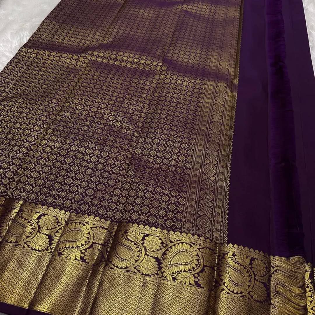 Soft Lichi Silk Jacquard Weaving Treditional Wear Designer Saree