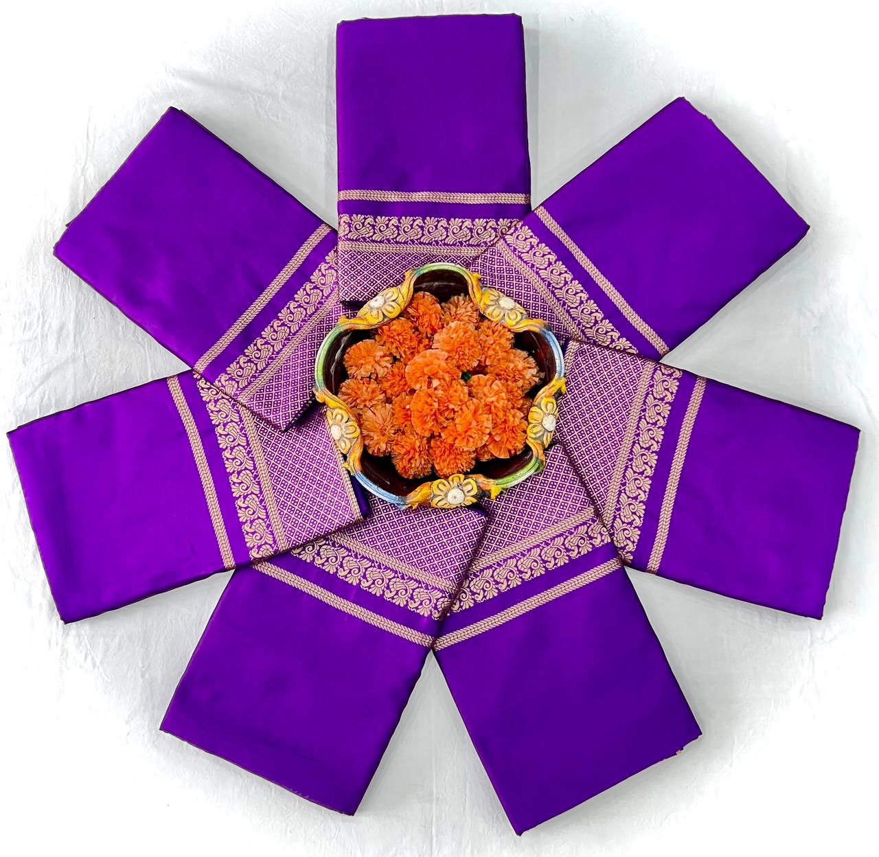 Purple Colour Lichi Silk Saree With Gold Jacquard Weaving Patta