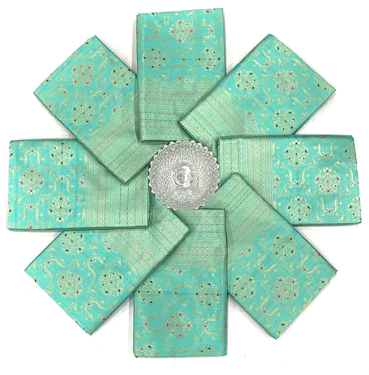 Firozy Colour Lichi Silk Jacquard Weaving Saree