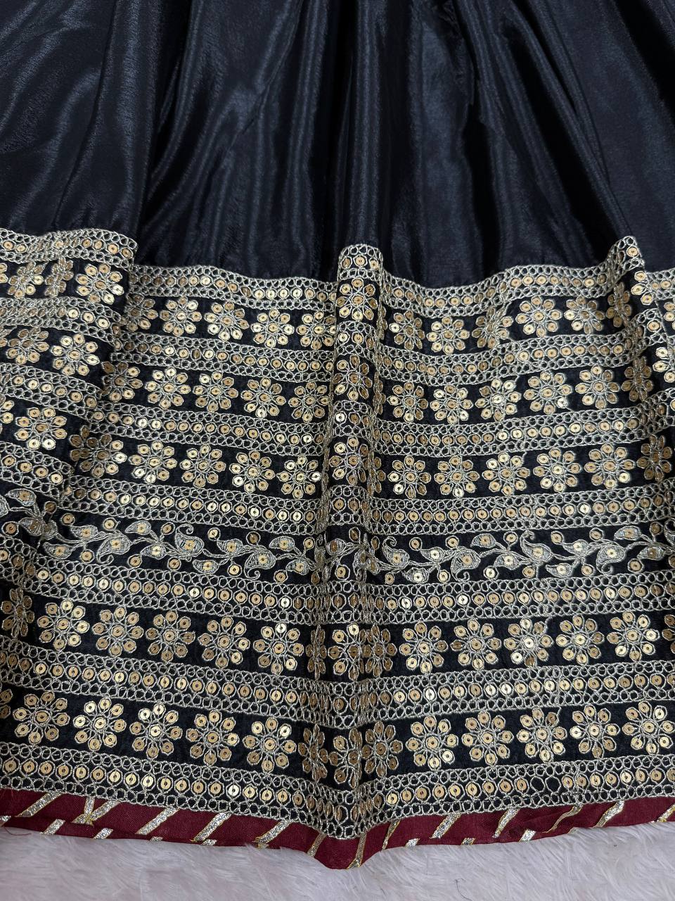 Black Color Ready to Wear Silk Gown