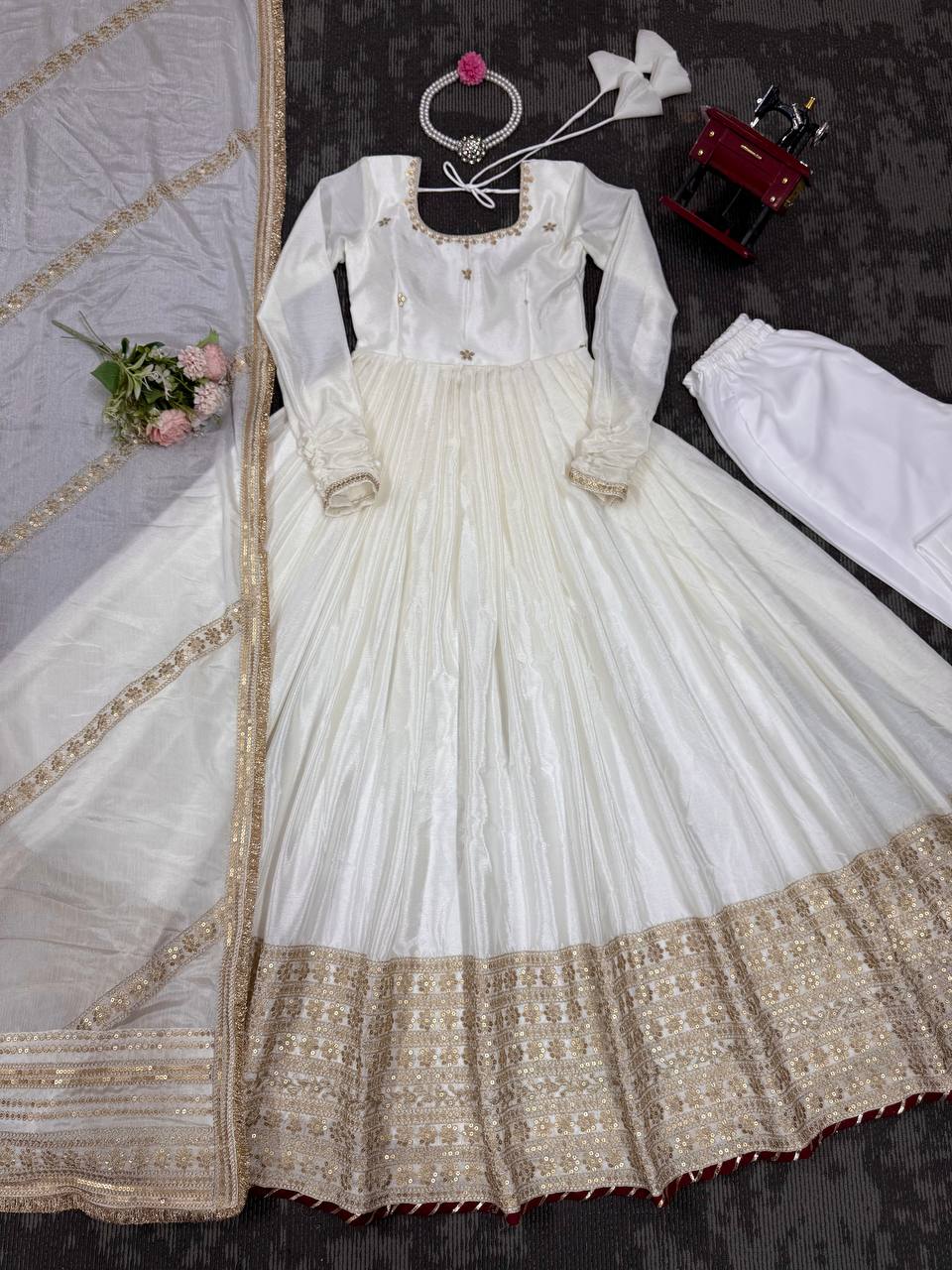 Black Color Ready to Wear Silk Gown