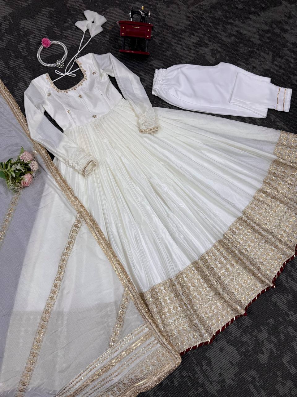 Black Color Ready to Wear Silk Gown