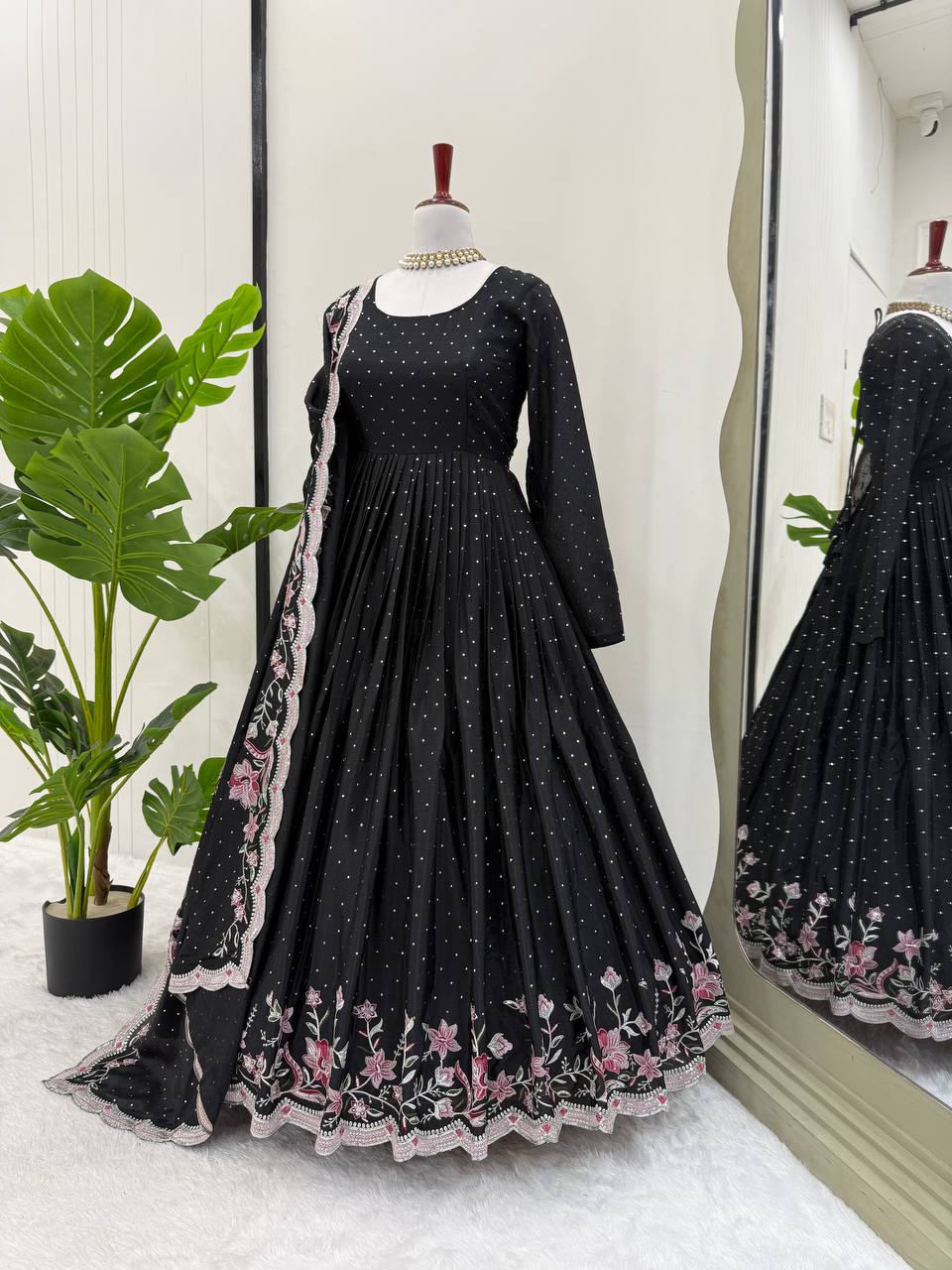 Occasion Wear Thread With Sequence And Mukesh Work Full Stiched Gown