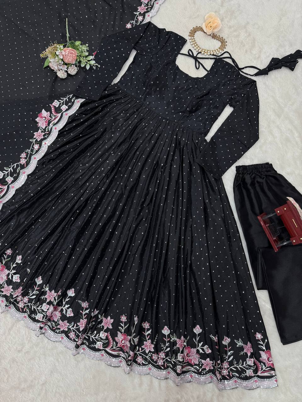 Occasion Wear Thread With Sequence And Mukesh Work Full Stiched Gown
