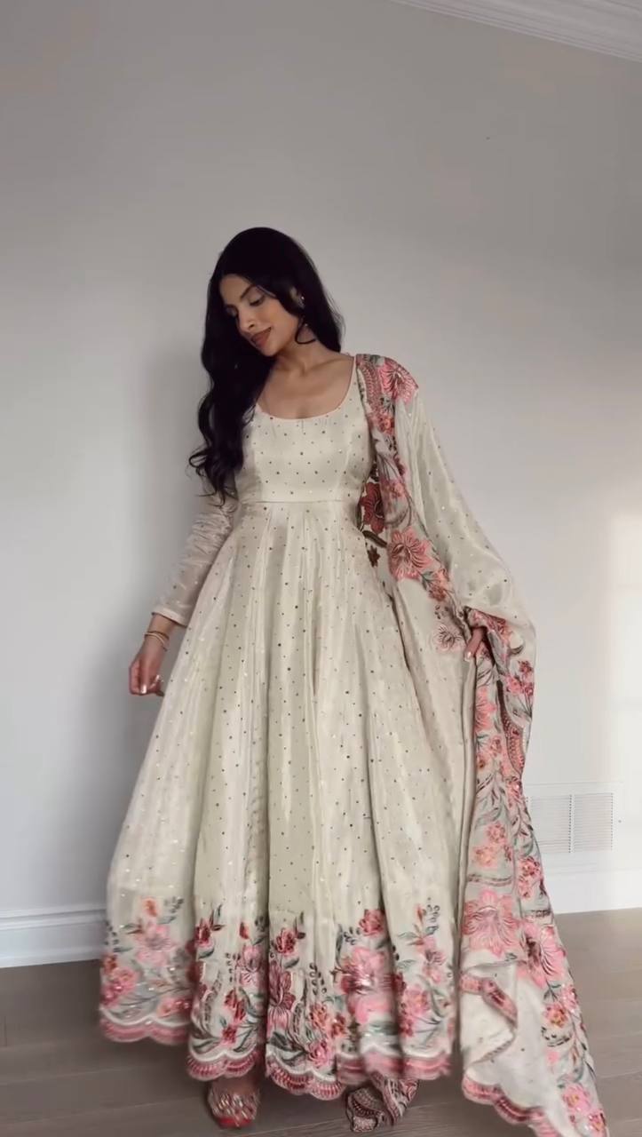 Occasion Wear Thread With Sequence And Mukesh Work Full Stiched Gown