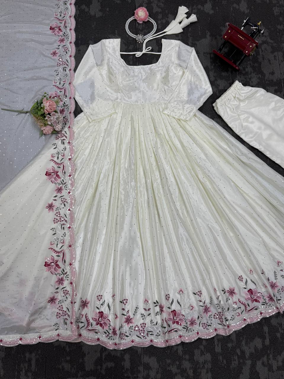 Occasion Wear Thread With Sequence And Mukesh Work Full Stiched Gown