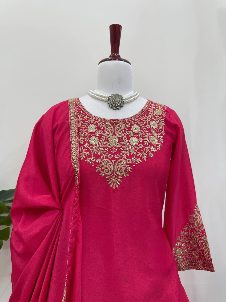 Wedding Wear Chinon Silk Lehenga Top With Dupatta