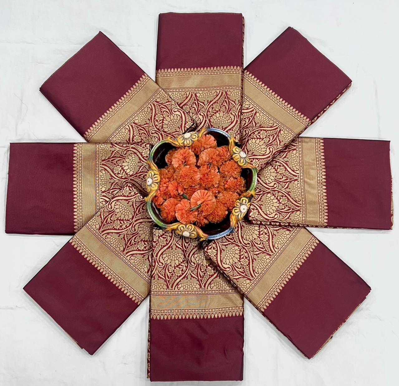 Maroon Lichi Silk Saree Blouse
