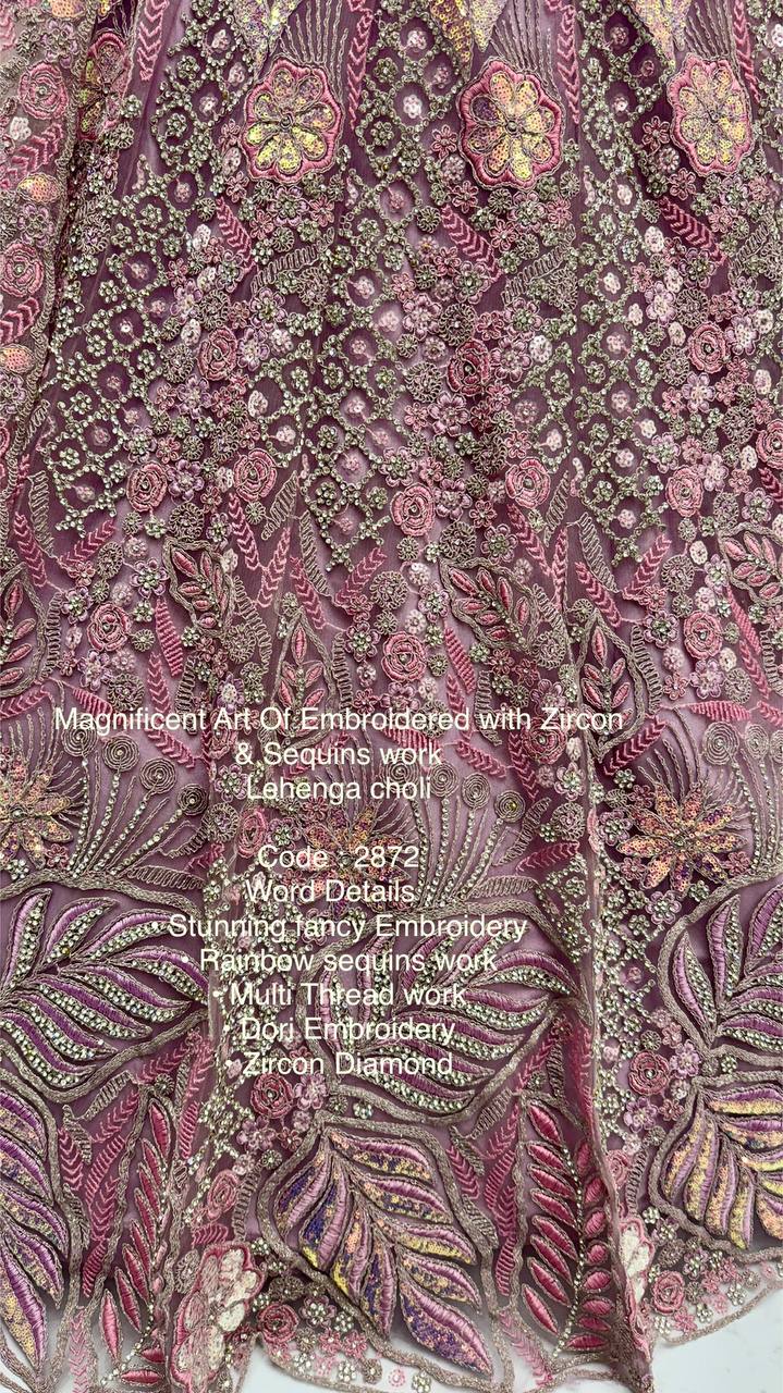 Onion Color Soft Net Bridal Wear Lehenga Choli