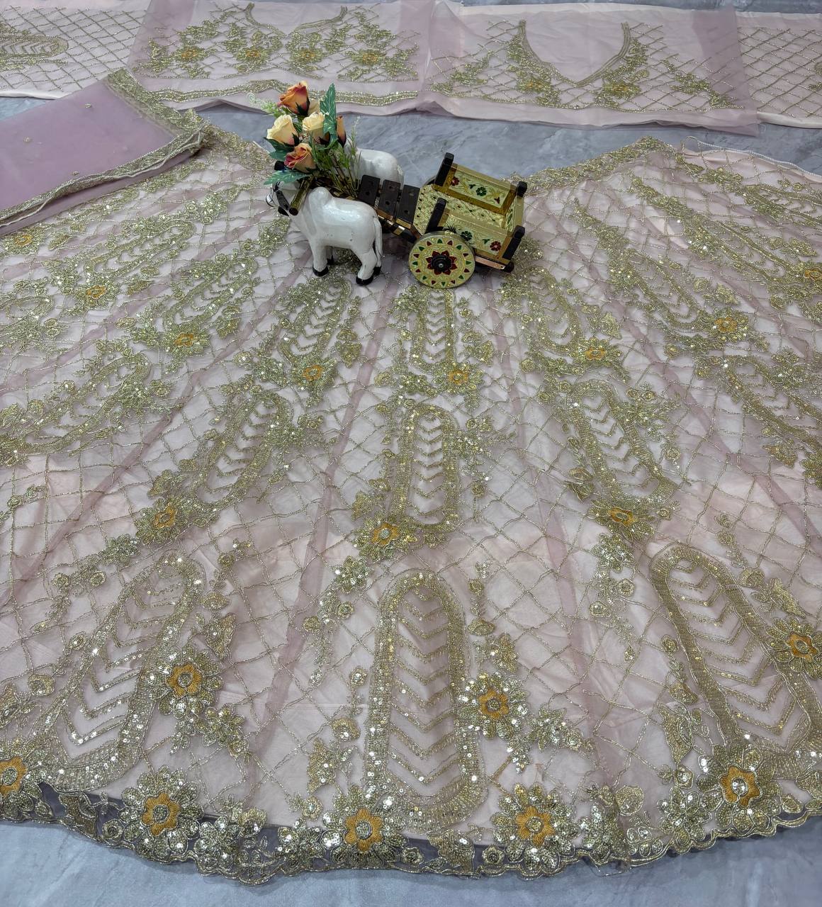 Wedding Wear Soft Net Codding & Sequins Work Semi Stitched Lehenga Choli