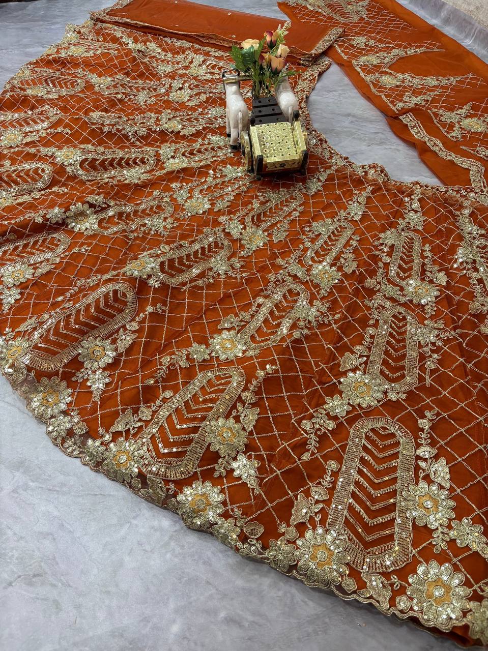 Wedding Wear Soft Net Codding & Sequins Work Semi Stitched Lehenga Choli