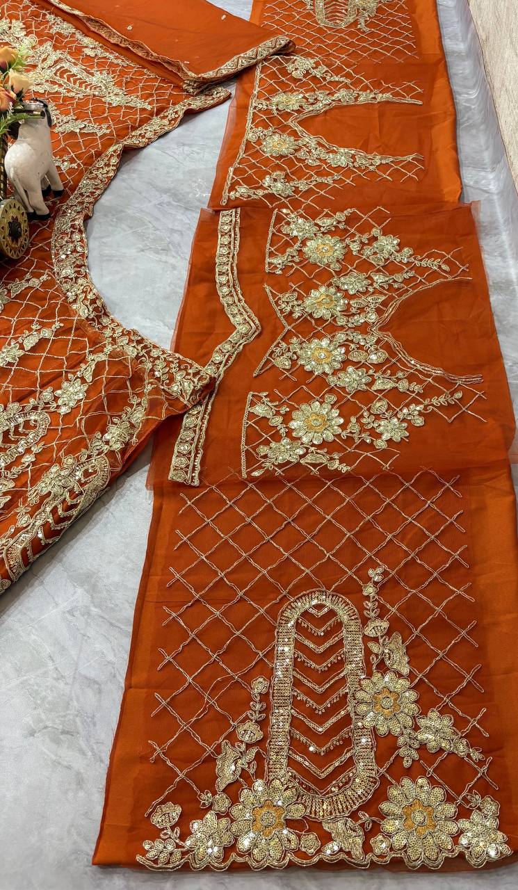 Wedding Wear Soft Net Codding & Sequins Work Semi Stitched Lehenga Choli