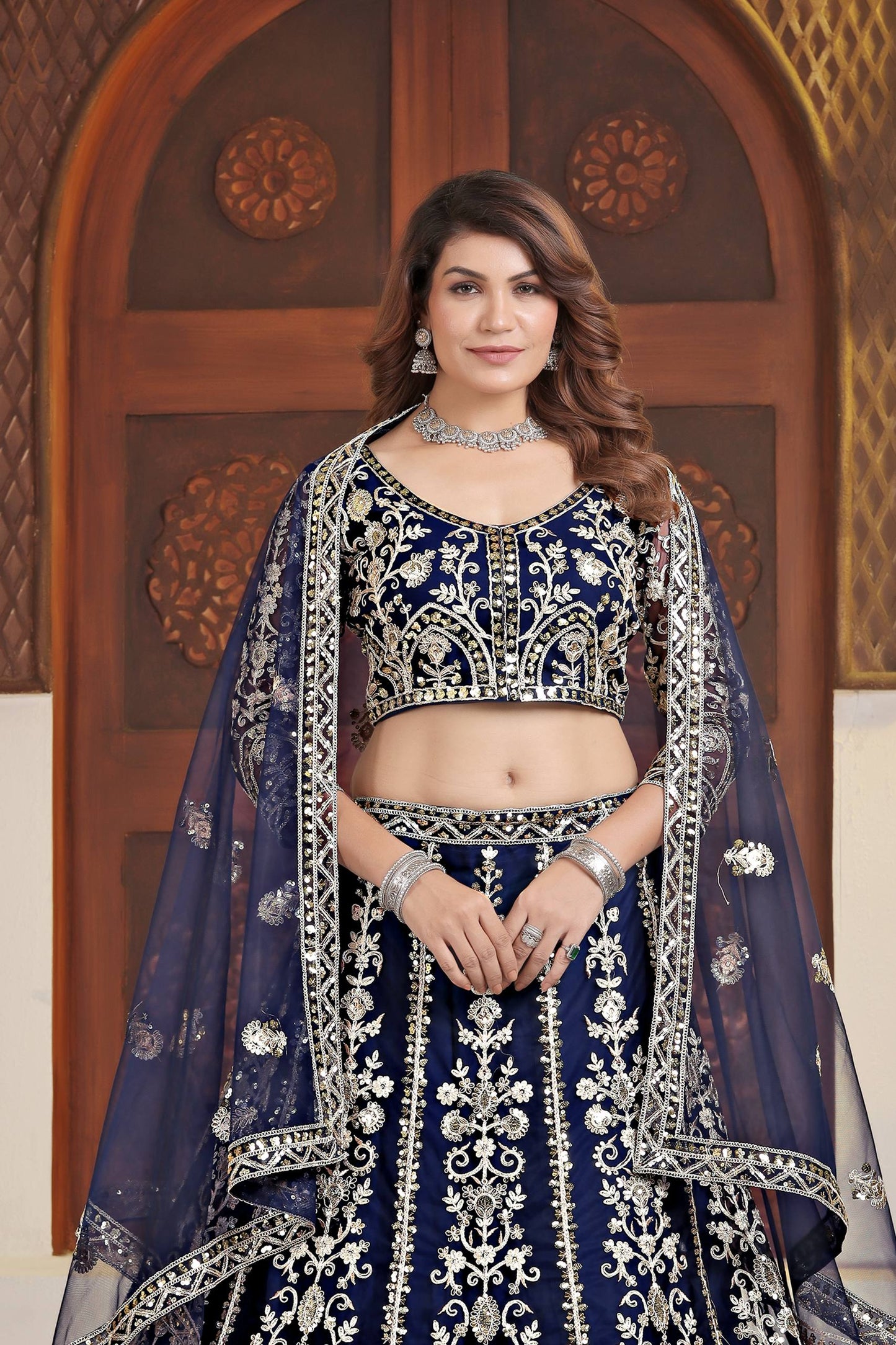 Blue Color DVD Soft Net Sequence Work Lehenga Choli For Women