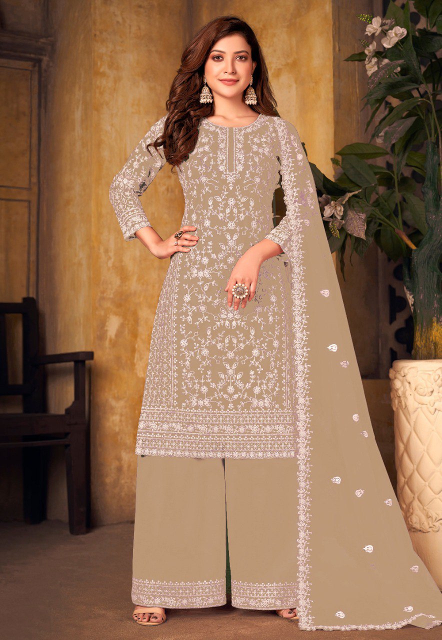 Deasigner Heavy Embroidary Work Net Semi Stiched Salwar Suit