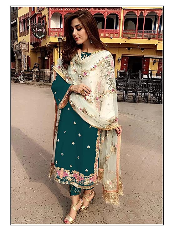 Georgette With Thread Embroidery Work Semi Stiched Salwar Suit