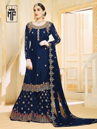 Heavy Embroidary And Stone Work Wedding Wear Pakistani Sharara Suit