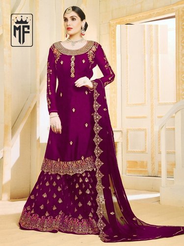Heavy Embroidary And Stone Work Wedding Wear Pakistani Sharara Suit