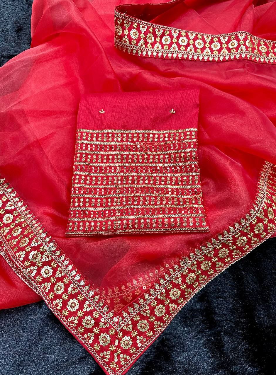 Soft Organza Silk Codding Wokred Border Lace Saree With Beautiful Designer Blouse