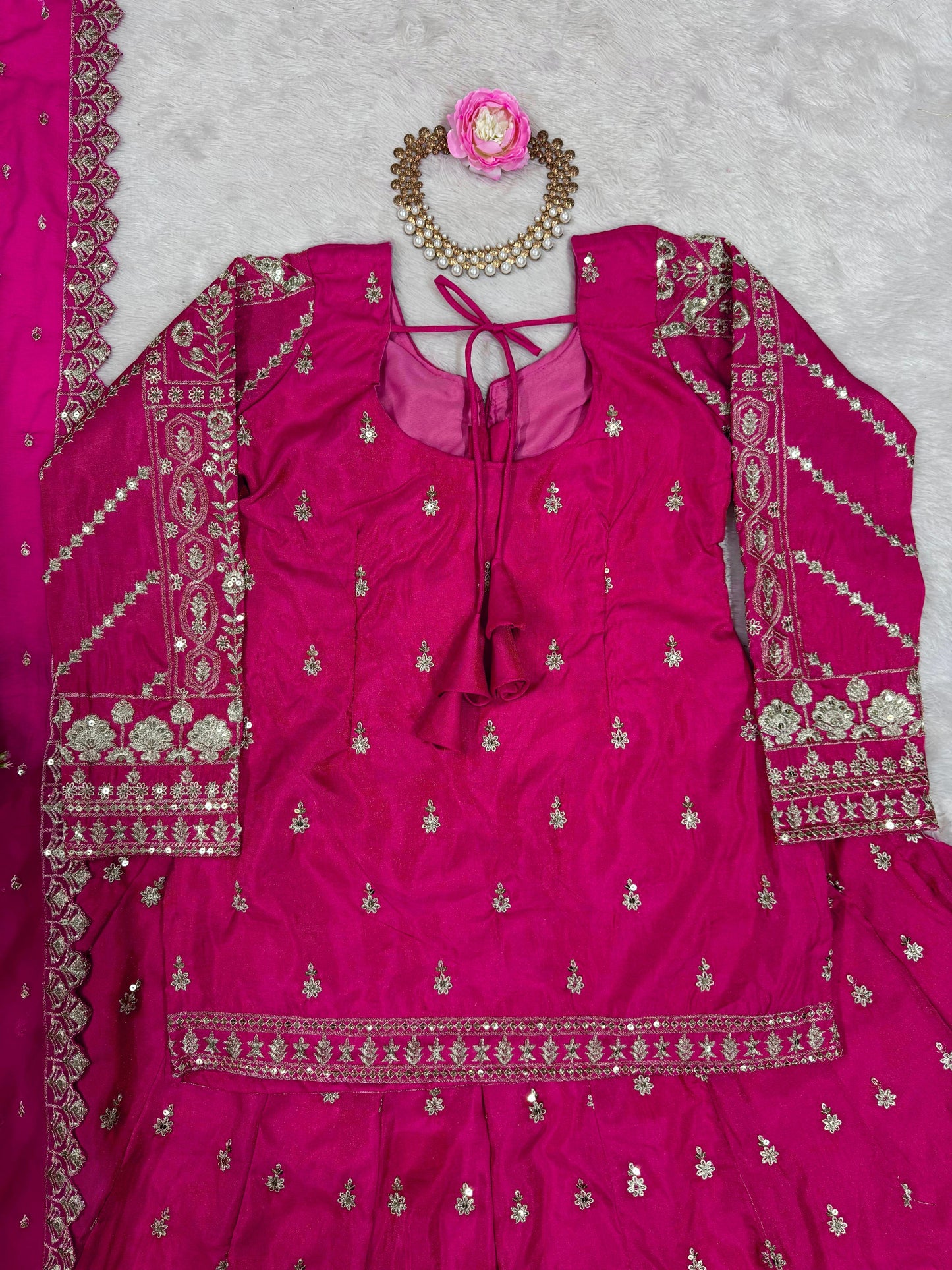 Pink Color Simran Silk Stitched Top With Semi Stitched Lehenga Dupatta