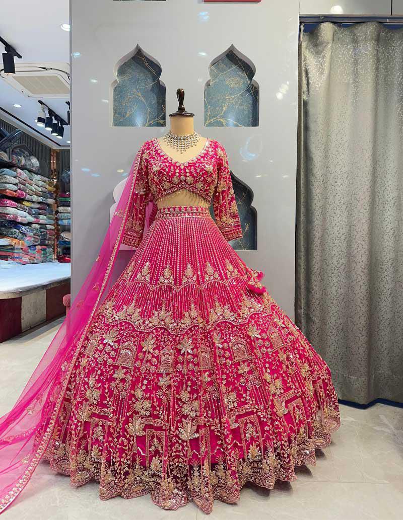 Wedding Wear Pink Color Heavy Embroidered Lehenga Choli