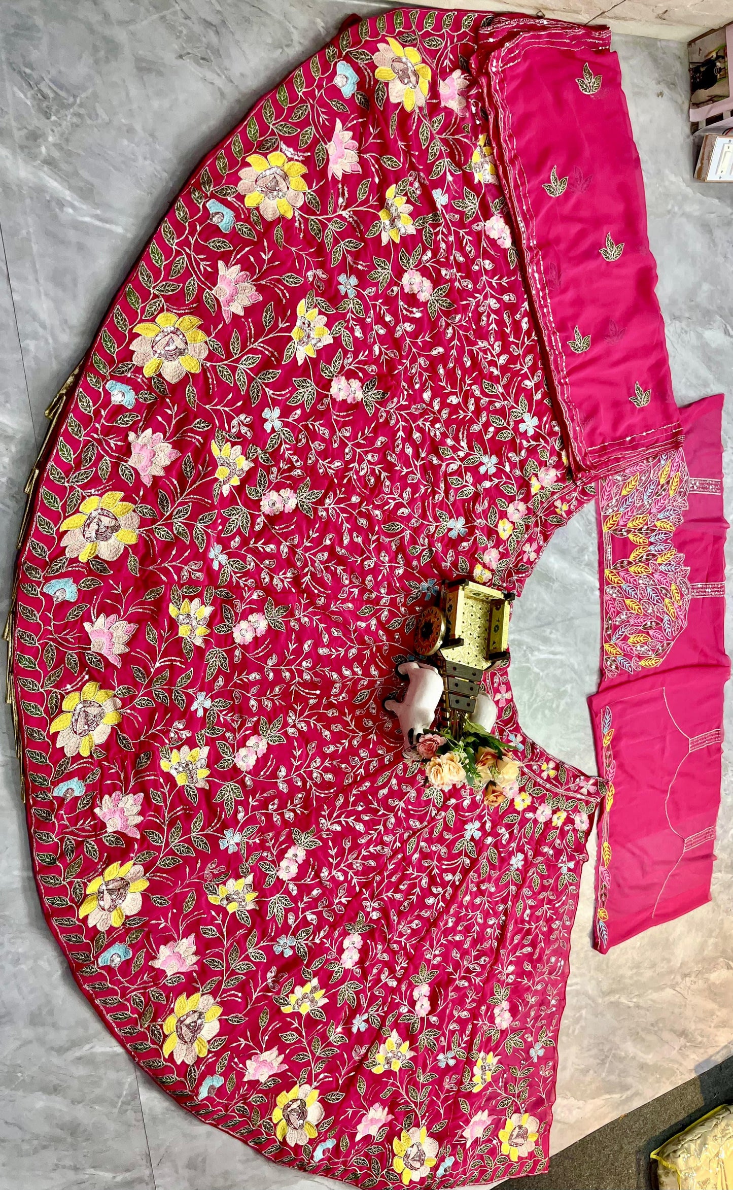 Pink Color Georgette Embroidered Lehenga Choli