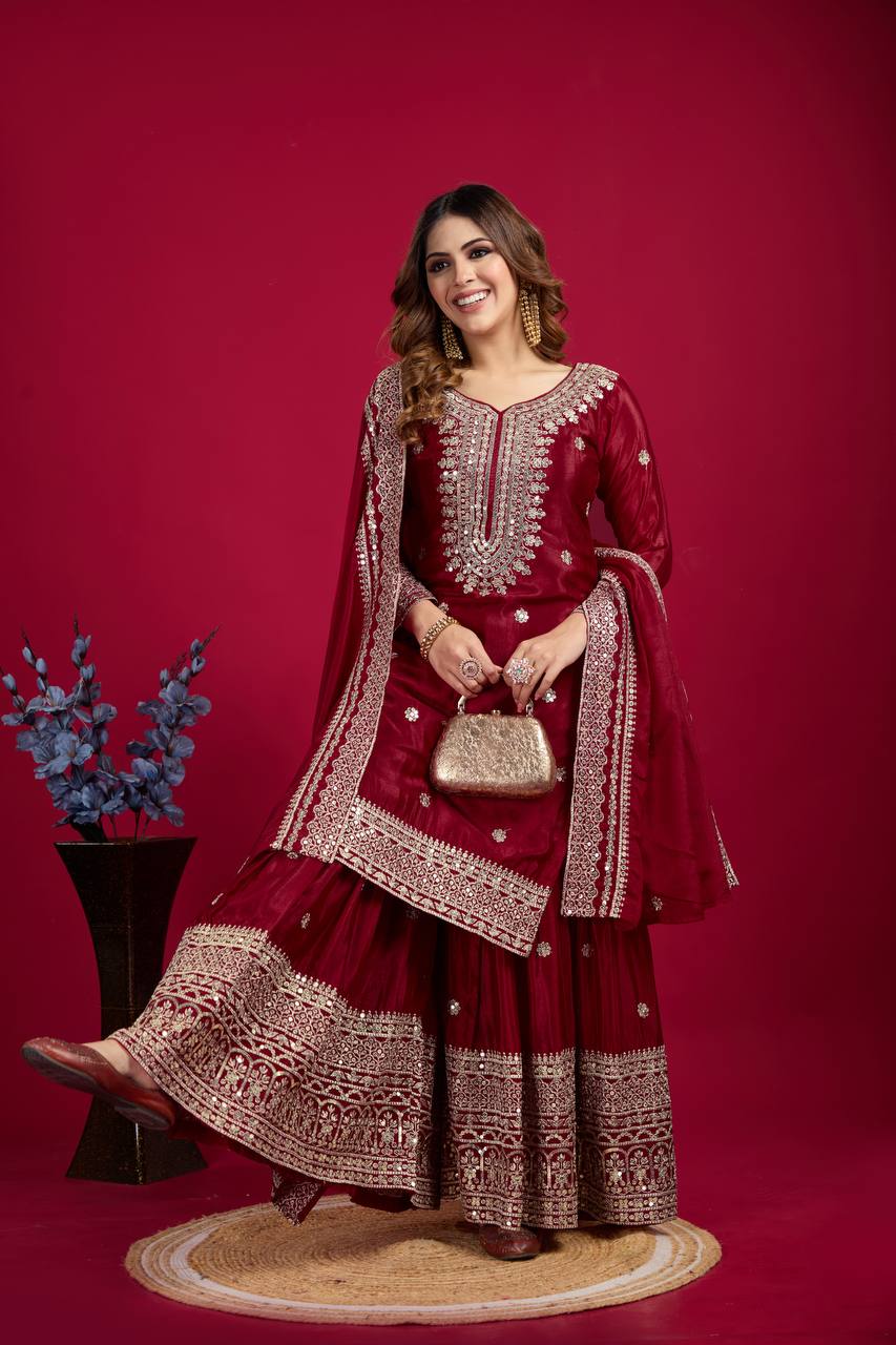 Rich Luking Ready to Wear Plazo Suit For All Function Wear