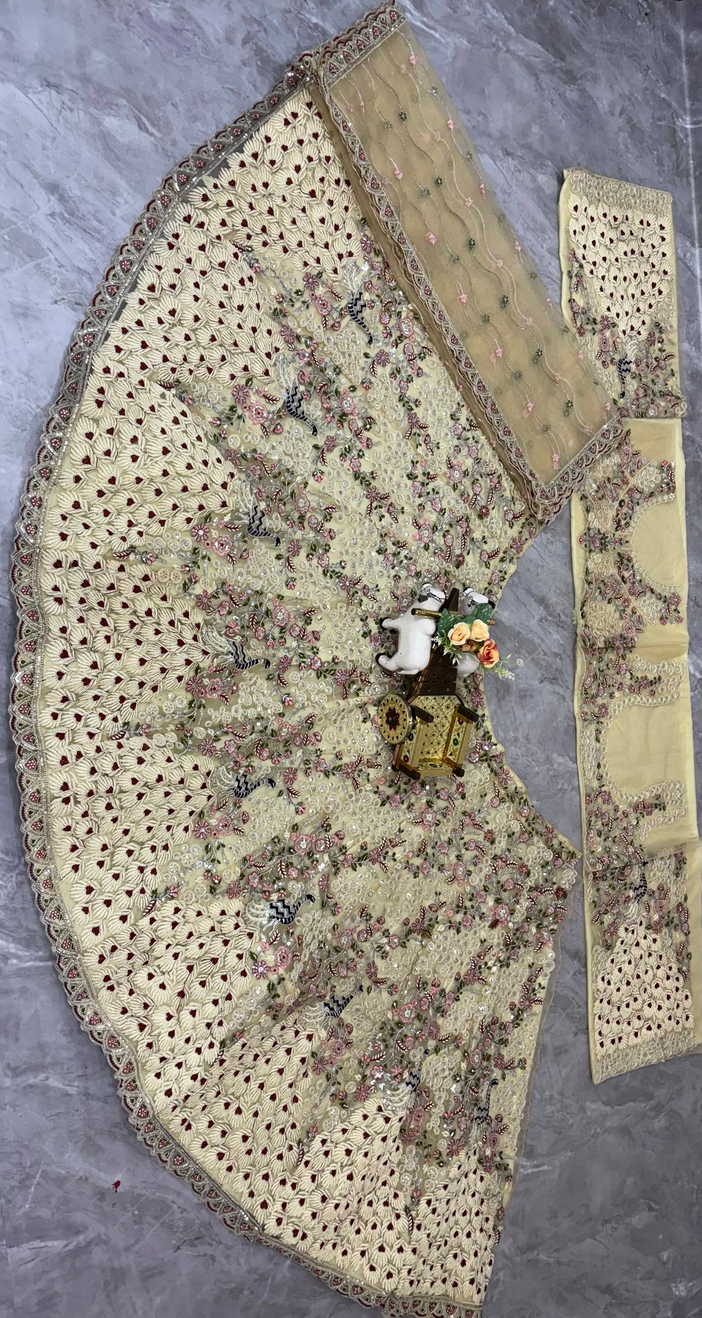 Skin Color Soft Net Heavy Codding Work Wedding Lehenga Choli